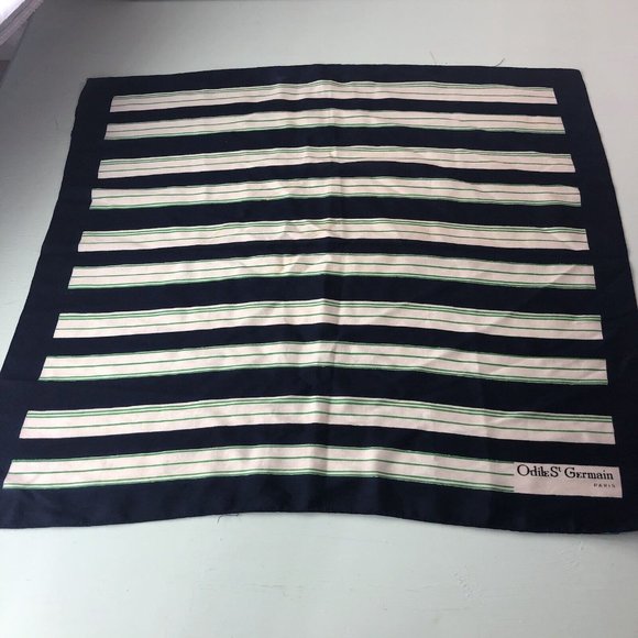 Odile St Germain Paris Scarf Vintage blue, green, & ivory - Picture 2 of 3